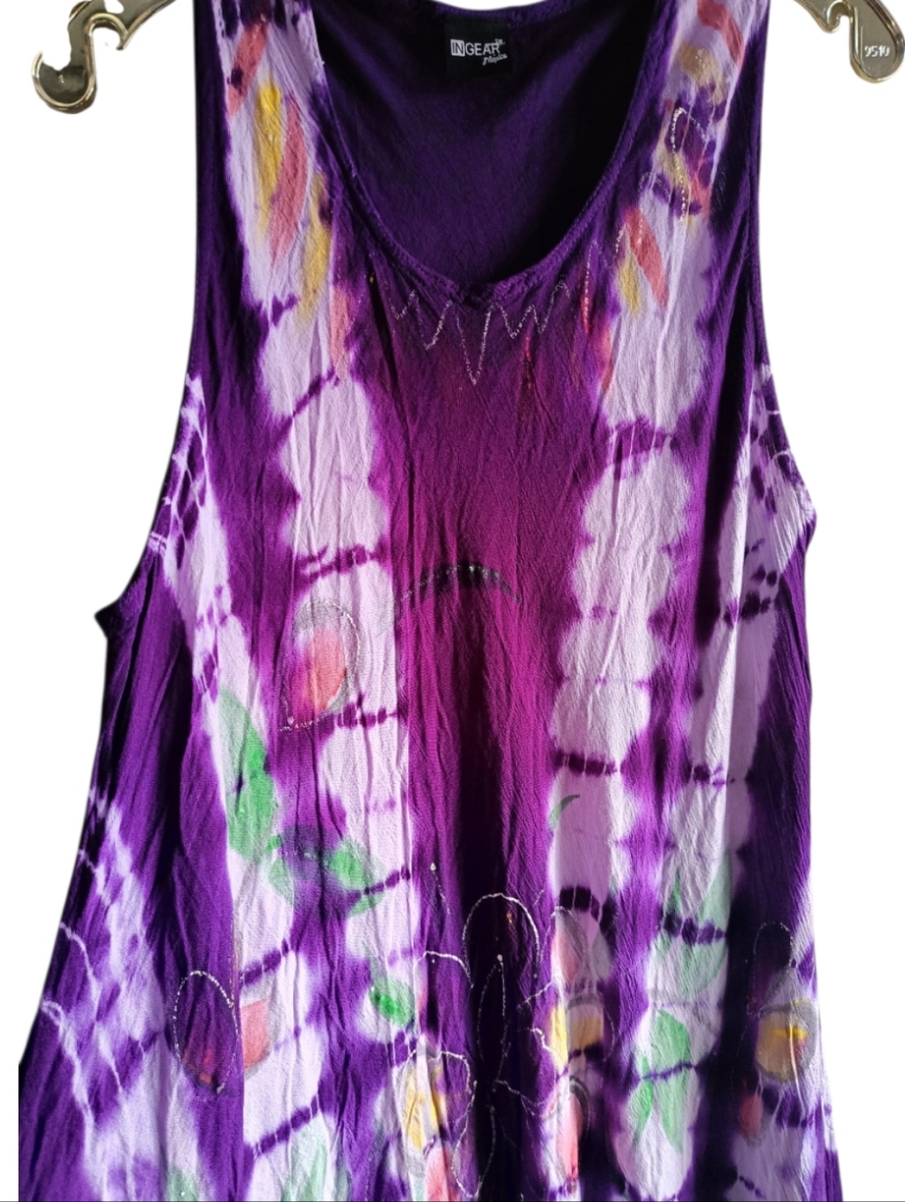 Purple Tie-Dye Asymmetrical Umbrella Sundress Multicolor Accents